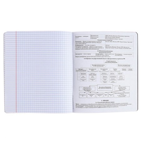 Subject notebook, 48 sheets, cage, social studies, Erichkrause "Inscription", Twin-Lalam Cardboard cover, Offset Beliges 100%, Info-block-5