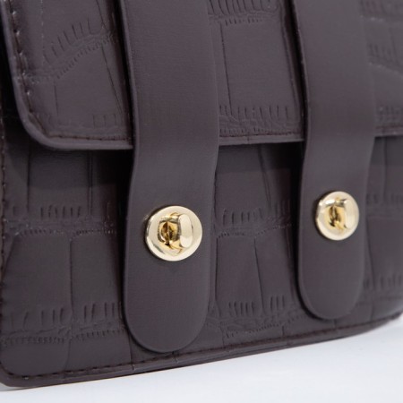 Women's bag on the valve, the color is dark brown-4
