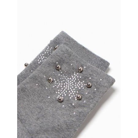 Women's socks "Snowflake from rhinestones" Nzhvip1590, gray color, river 36-40-1