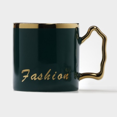 Tea couple ceramic "luxury", 3 items: mug 250 ml, saucer 23.5 × 13 cm, spoon, green color-9