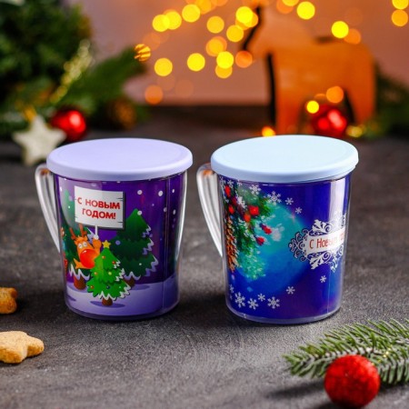 Plastic thermal circle with a new year lid!, 400 ml, Mix drawing-5