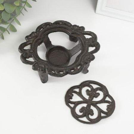 Standing for a heating candle for 1 candle of cast iron "Lily" 15x12.5x5 cm-2