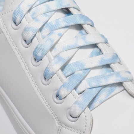 Shoe shoes, steam, flat, 8 mm, 120 cm, white/blue color-1