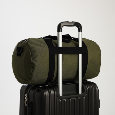 Road bag with lightning, outer pocket, long belt, khaki color-3