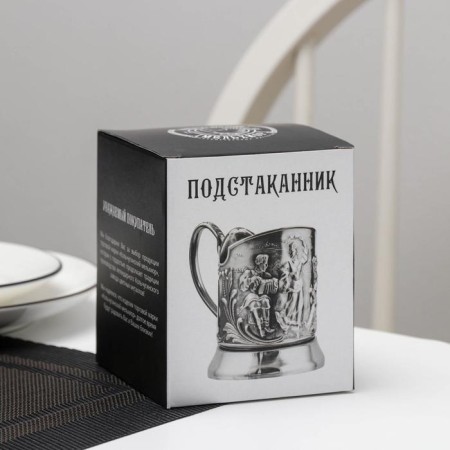 Ekaterinburg cup holder d = 72mm, nickelled, with blackening-4