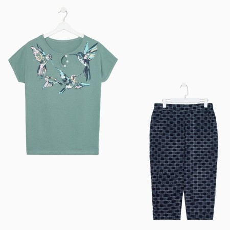 Female set (tunic, breeches), green color, size 50-6
