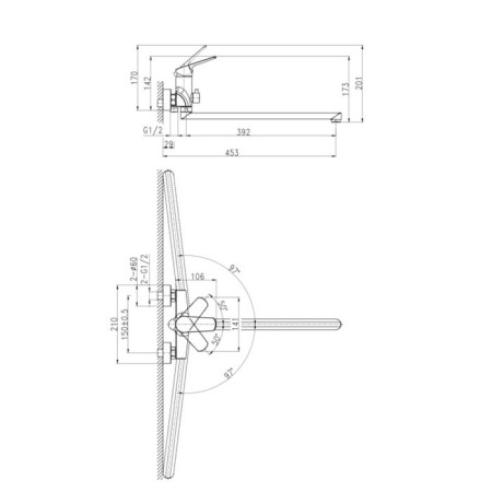 Cersanit flavis bath mixer, with a long spill, single -leaf, chrome-2