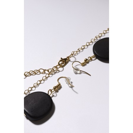 Set 2 objects: earrings, beads “Tenderness of forms”, 2 tiers, black color, 50 cm-2
