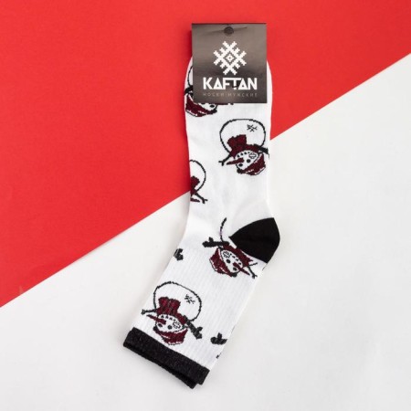 New Year's socks KAFTAN "Snowman" Size 41-44 (27-29 cm), white color-2