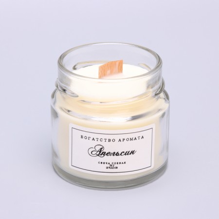 Aromatic candle made of soy wax in a bank, 75 g, orange-2