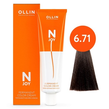 Cream-color hair Permanent Ollin Professional N-Joy, tone 6/71, dark corrone-pepper, 100 ml