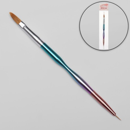 Brush for extensing and design of nails, bilateral, petal/point, 18 cm, rainbow color-1
