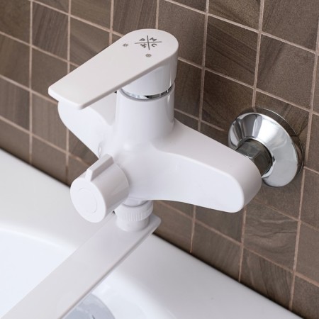 Bath mixer RMS PL6-006E, single-leaf, pour length 300 mm, without watering can, white-1