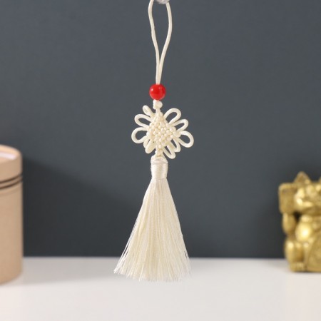 Suspension textiles, plastic "Knot of happiness and infinity" white 8.5 cm