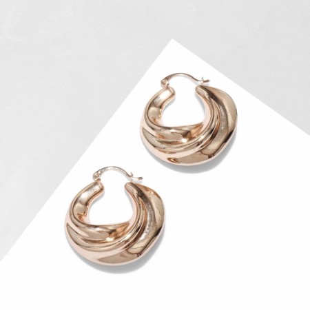 Earrings Metal "embossed" volumetric, color gold-1