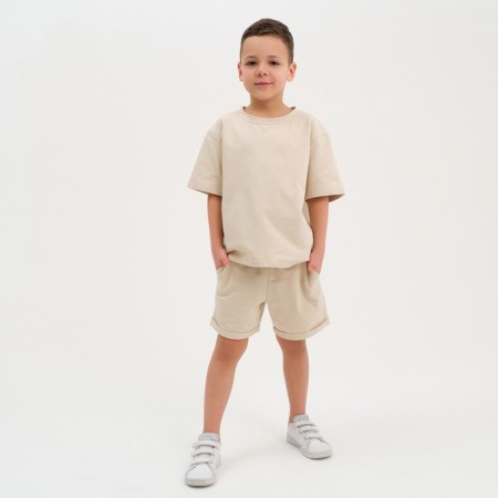 Kit for children (T-shirt, shorts) KAFTAN "BASIC Line" size 30 (98-104), beige color-4
