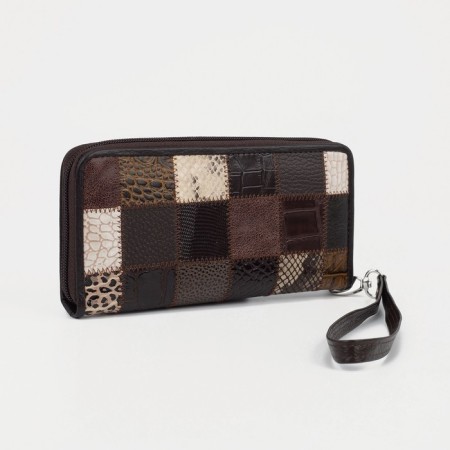 Women's wallet with lightning, with a pen, brown color