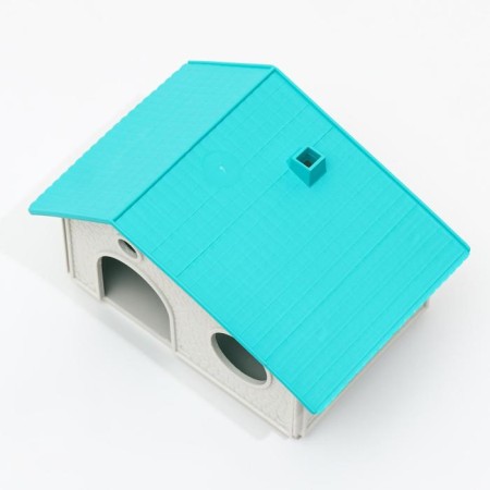 Rodent House Collective "Nora" 9 x 13 x 10, white with a turquoise roof-3