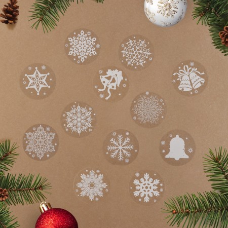A set of stickers "New Year" snowflakes and bells, 29.2 x 38.1 cm-1