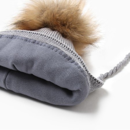 Children's hat with insulation, rn 35-40, gray color-1