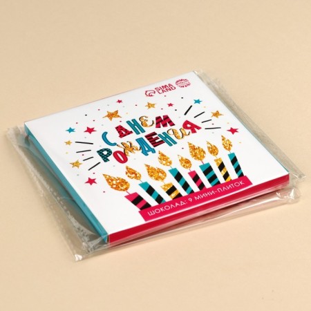 Milk chocolate “Happy Birthday”, postcard, 5 g. X 9 pcs.-6