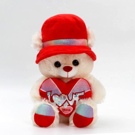 Soft toy "Bear in a panama", with a heart
