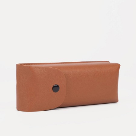 A case for glasses on the button, brown color