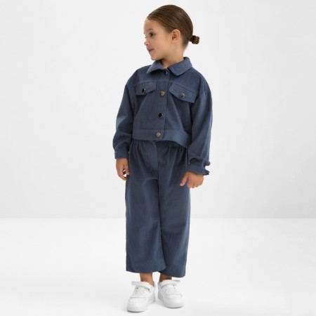 Костюм для девочки KAFTAN "Velvet", размер 34 (122-128), цвет синий-4
