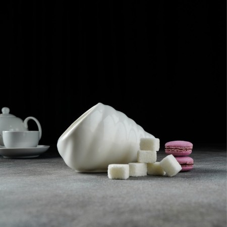 Porcelain Sugar Magistro "shell", 330 ml, white color-4