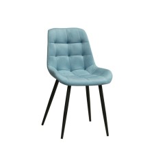“Quarter U” chair, velor tenerife Dusty Blue / Metal Black