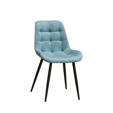“Quarter U” chair, velor tenerife Dusty Blue / Metal Black