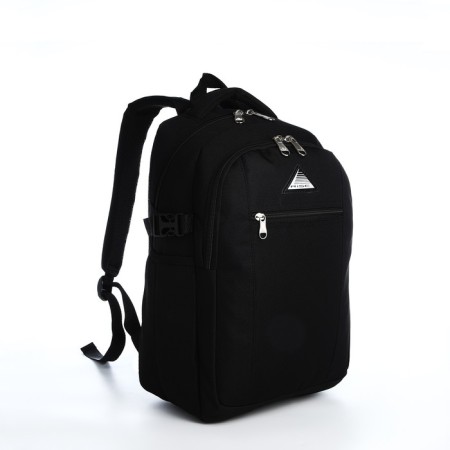 Youth backpack from textiles, rise, 2 lightning departments, 3 pockets, black color