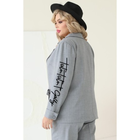 Female costume: jacket, trousers, size 48, gray color-3