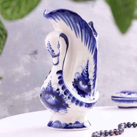 VAZ "Lebed", 600 ml, 22x12 cm, Gzhel, porcelain-1