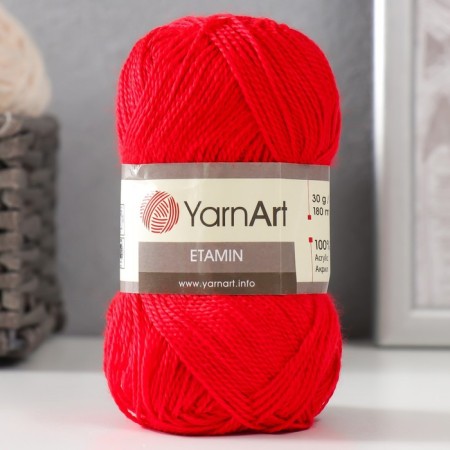 Yarn "etamin" 100% acrylic 180m/30g (434 red)