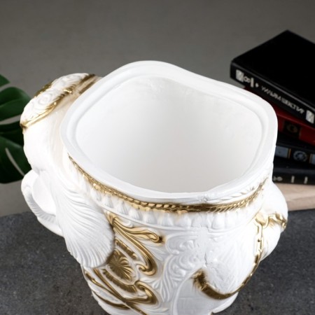 Figure Kashpo "Elephant Medium", white-gold 6 l/ 35x22x36cm-4