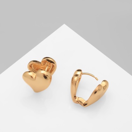 Earrings Metal "Chord" heart, color gold-3