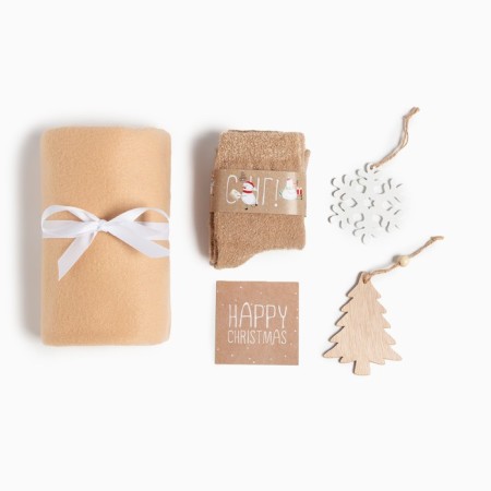 New Year. Set of Gift "Snowmen" (blanket, socks, 2 toys, postcard)-1
