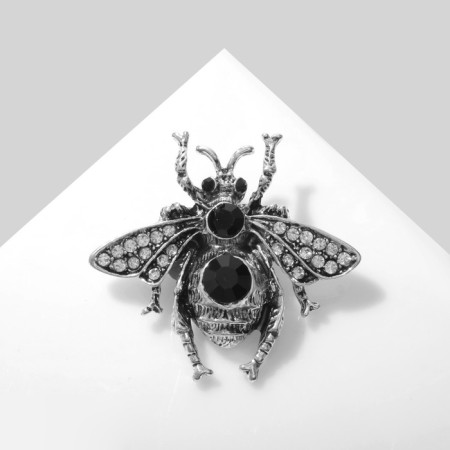 Brooch "Fly" classic, black color in black silver-2