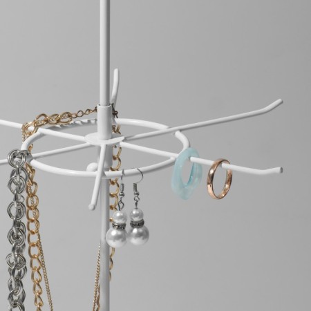 Turntable, 2 tiers of 6 hooks, 21.5 × 21.5 × 41 cm, white color-9