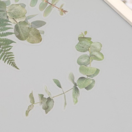 Plastic stickers "leaves and quotes. Green" set 12 pcs 8.5x21.5x0.2 cm-1