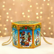 New Year. Gift box New Year's hexagon Small 