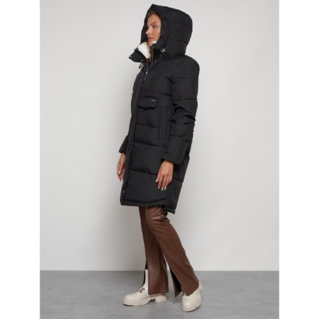 Coat insulated winter female, size 44, black color-5