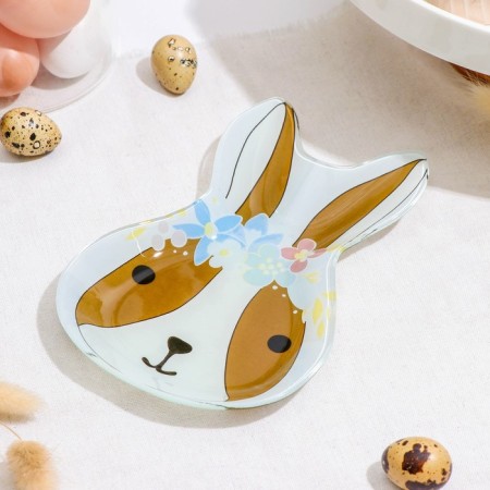 Glass Serving shares "Flower Rabbit", 20 × 13.5 cm-1