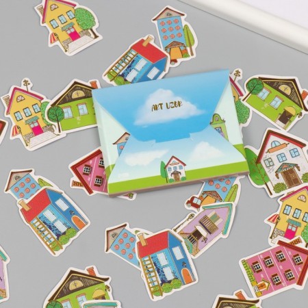 Stickers for creativity "houses" embossing gold set 48 pcs 9x7x0.8 cm-6