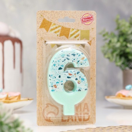 Candle for the Mosaika cake, number "6", blue-1