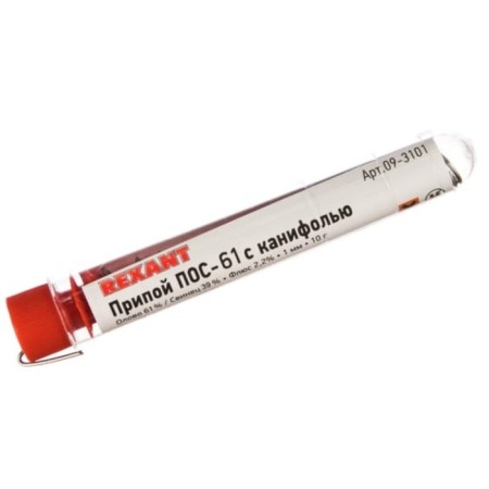 Solder with rosin Rexant, 10 g, d = 1 mm, tin 60% lead 40%-1