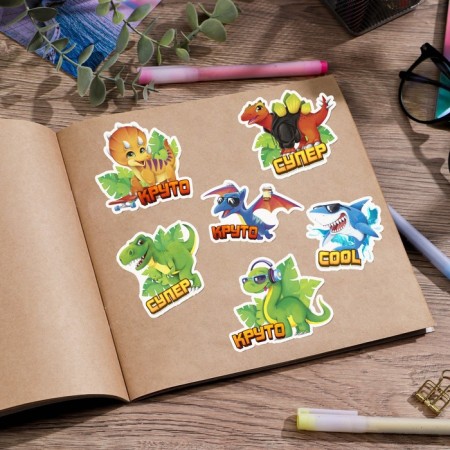 Paper stickers of the rating "Cool dinosaurs", 11 x 18 cm-2