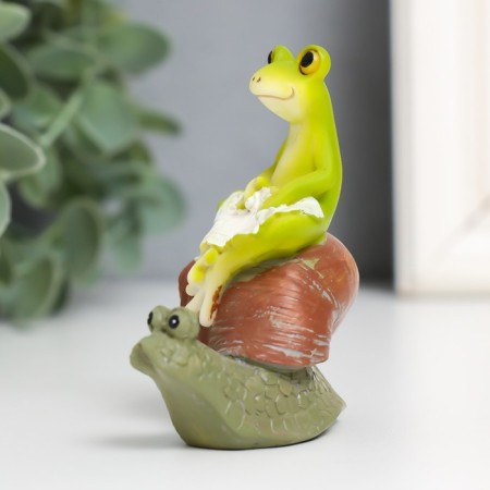 Souvenir Polystone "Frog on the Snail" 7.5x3.8x7 cm-3