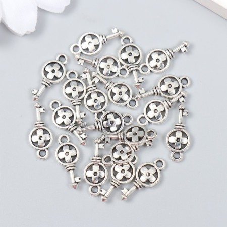 Decor for creativity Metal "Key with Flower" 1.7x0.7 cm-2